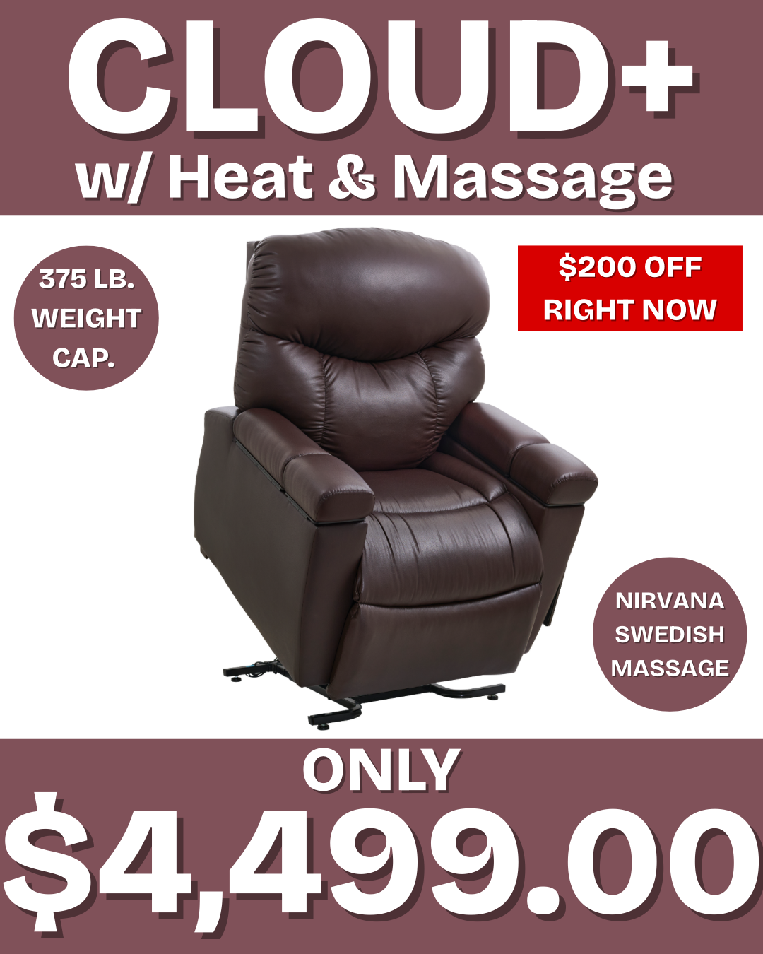 Cloud+ Power Lift Chair with Heat & Massage – Now $200 Off in Chilliwack